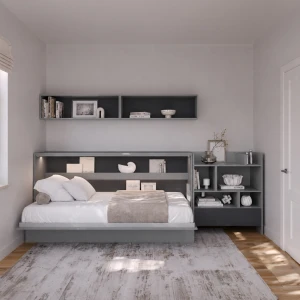 Półkotapczan poziomy 120x200 BED CONCEPT BC-05 szary z regłem BC-26 oraz półką BC-30