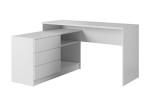 Biurko narożne do biura gabinetu białe z półkami TESSA 138 cm