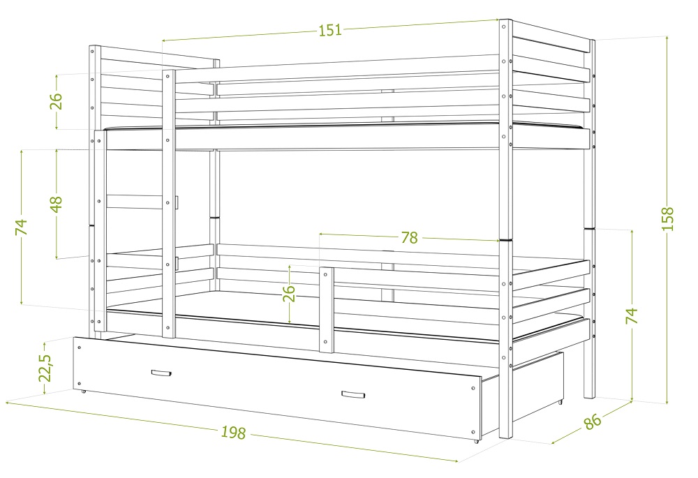 Wymiary Jarek 3 190x80