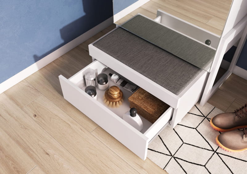 szafka na buty z tapicerowanym siedziskiem