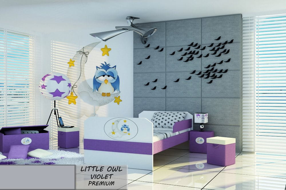 mała sowa fioletowa premium łóżko dziecięce
