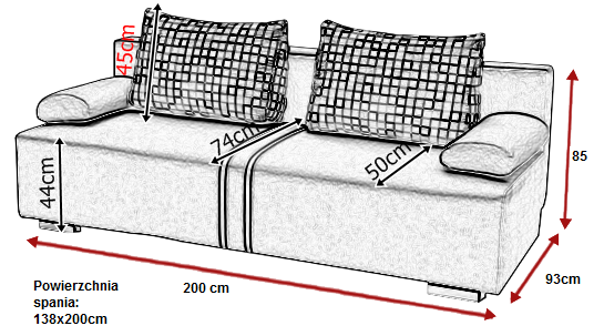 wygodna sofa wymiary