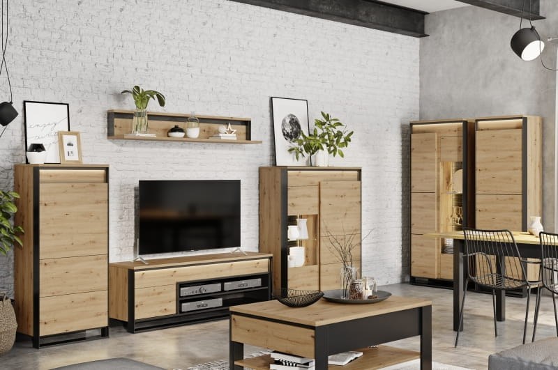 Mieszkanie w stylu industrialnym z białą cegłą, betonową ścianą i stalowym dźwigarem