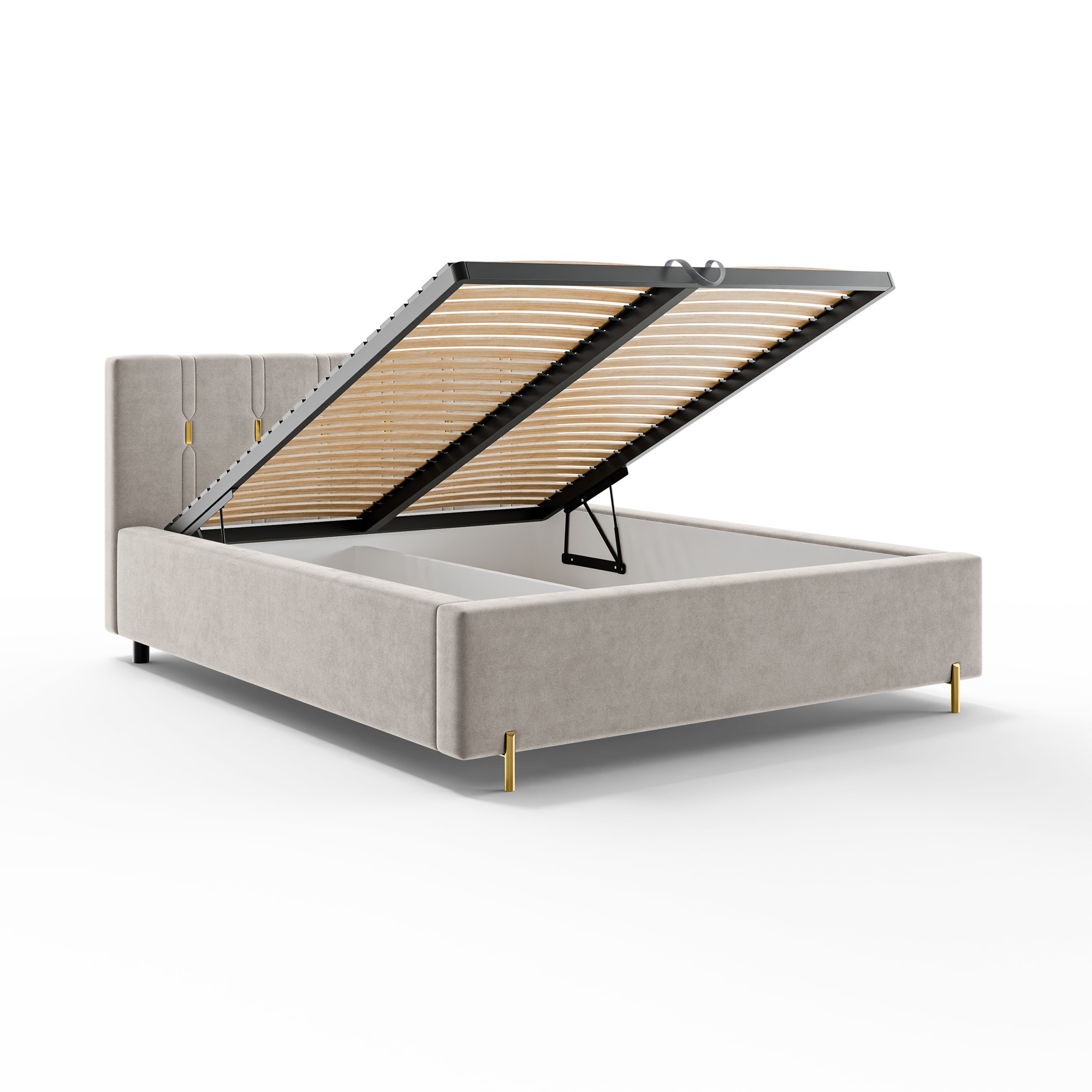 łóżko tapicerowane - otwarte