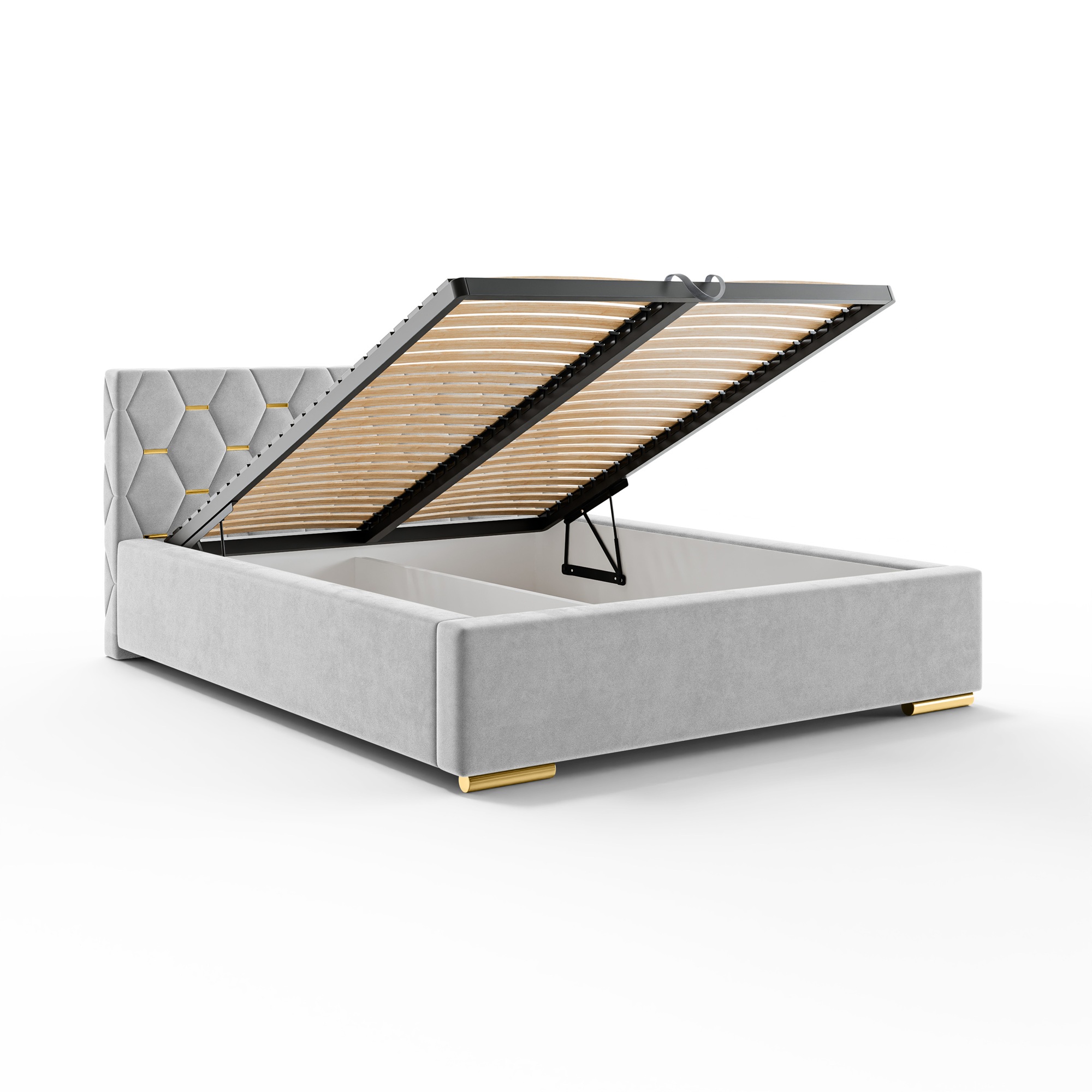 łóżko tapicerowane - otwarte