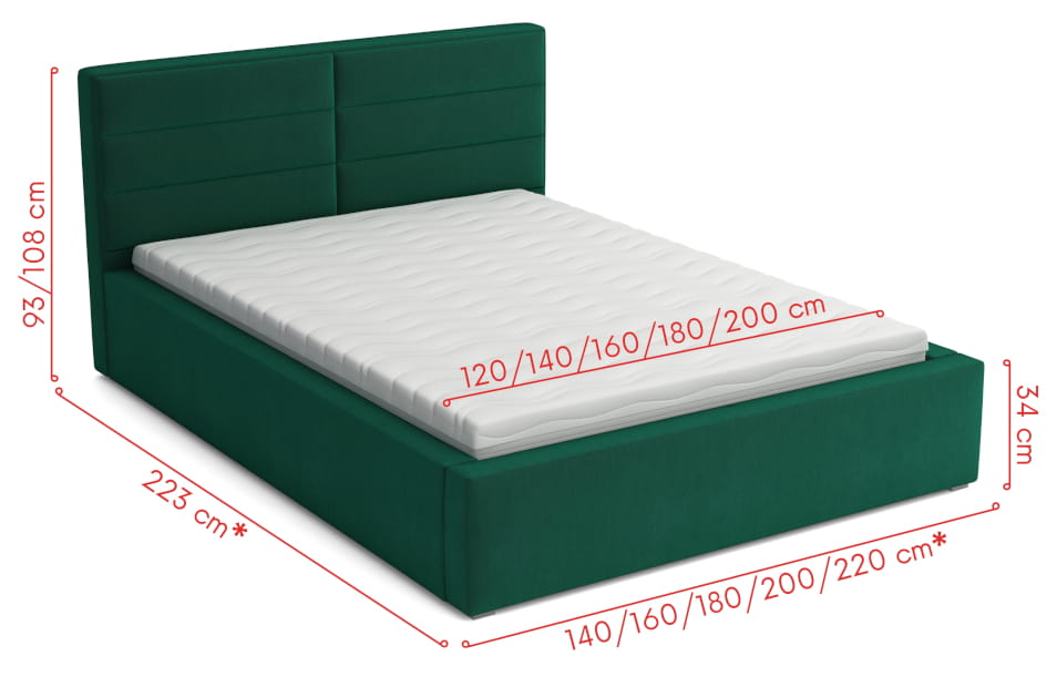 Wymiary łóżka RIMO