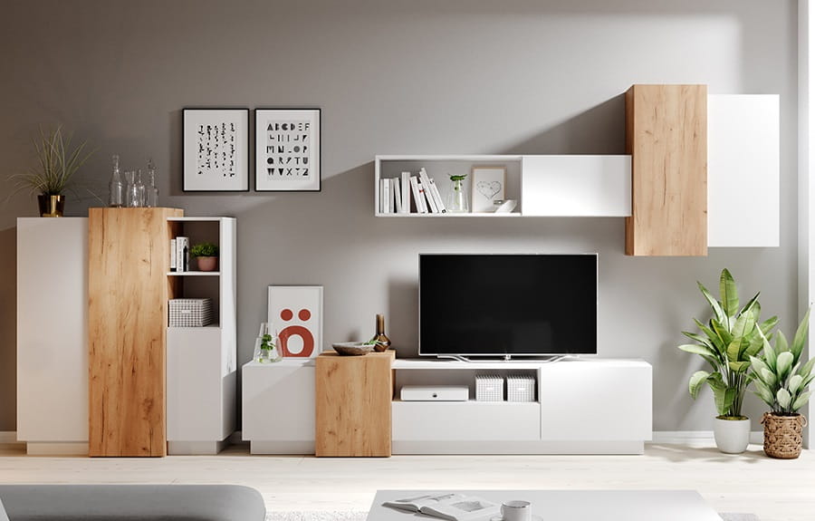 Biała meblościanka 3D TRIDE