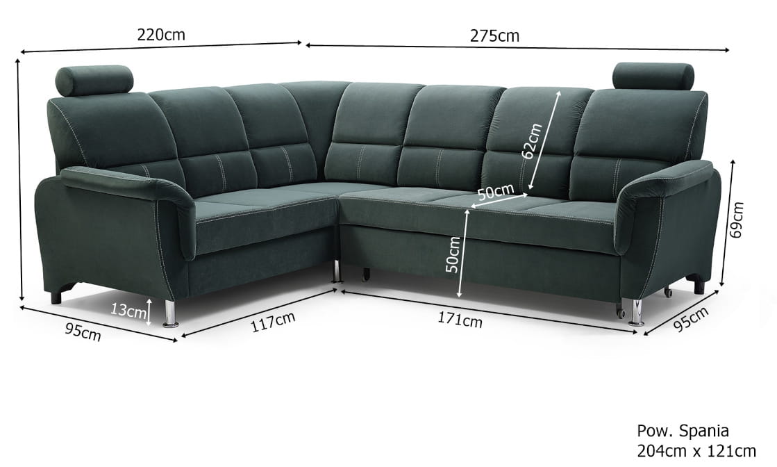 WYMIARY NAROŻNIKA DIANA