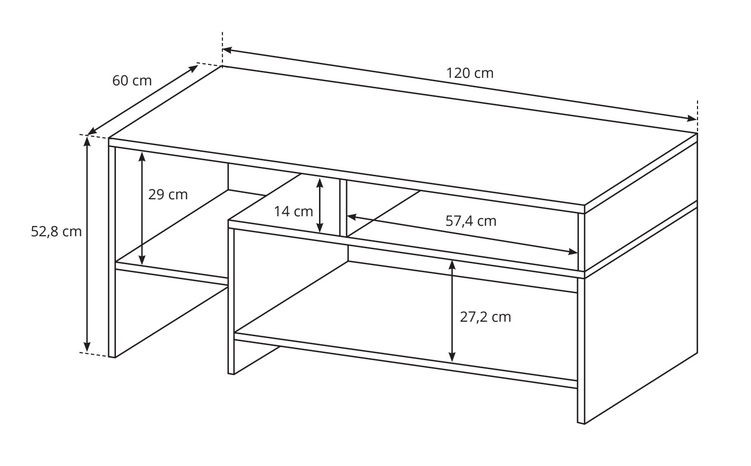 Szczegółowe wymiary ławy ALAVO