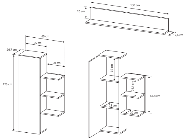 Szczegółowe wymiary szafki wiszącej