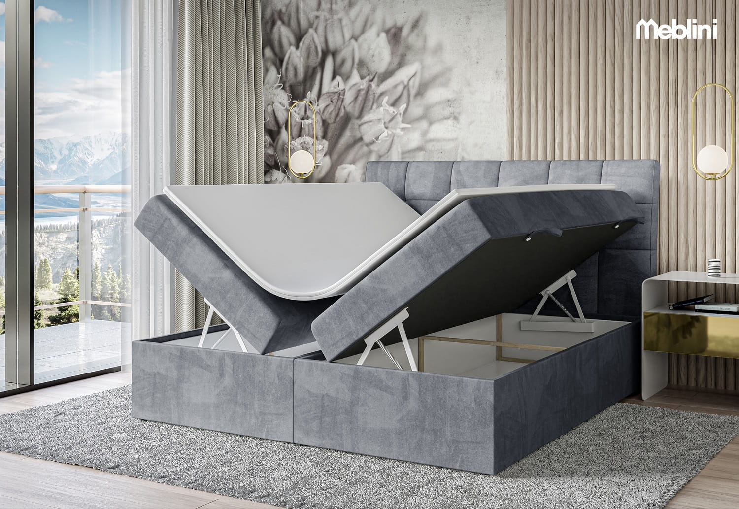 łóżko kontynentalne z pojemnikiem