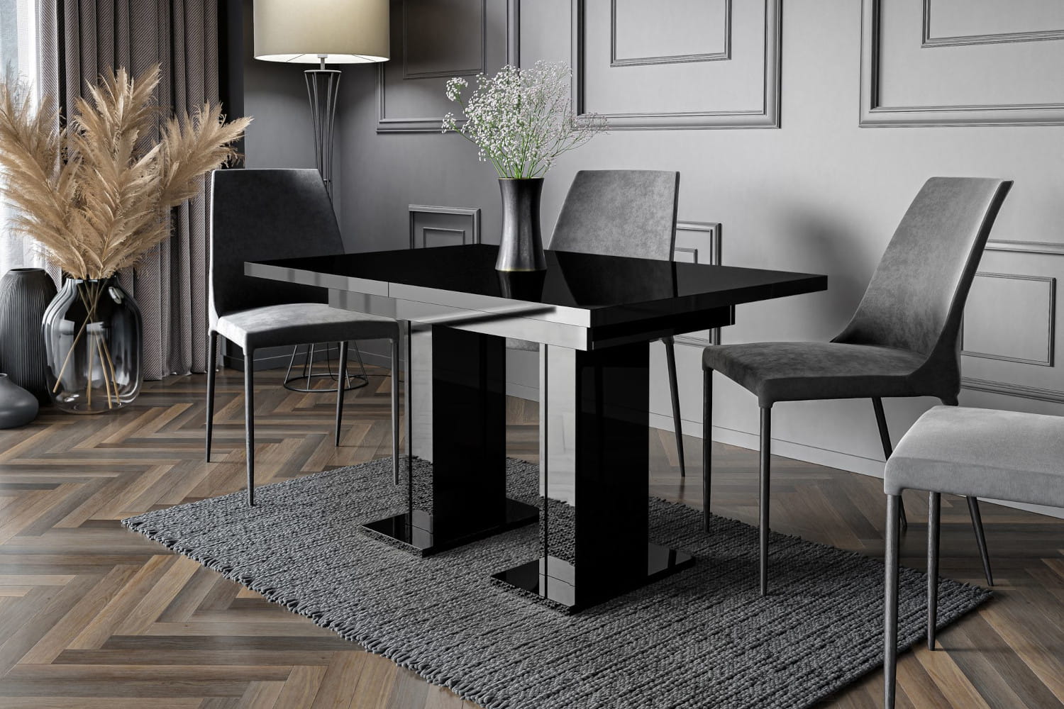 STÓŁ GLISS- CZARNY POŁYSK-ZŁOŻONY