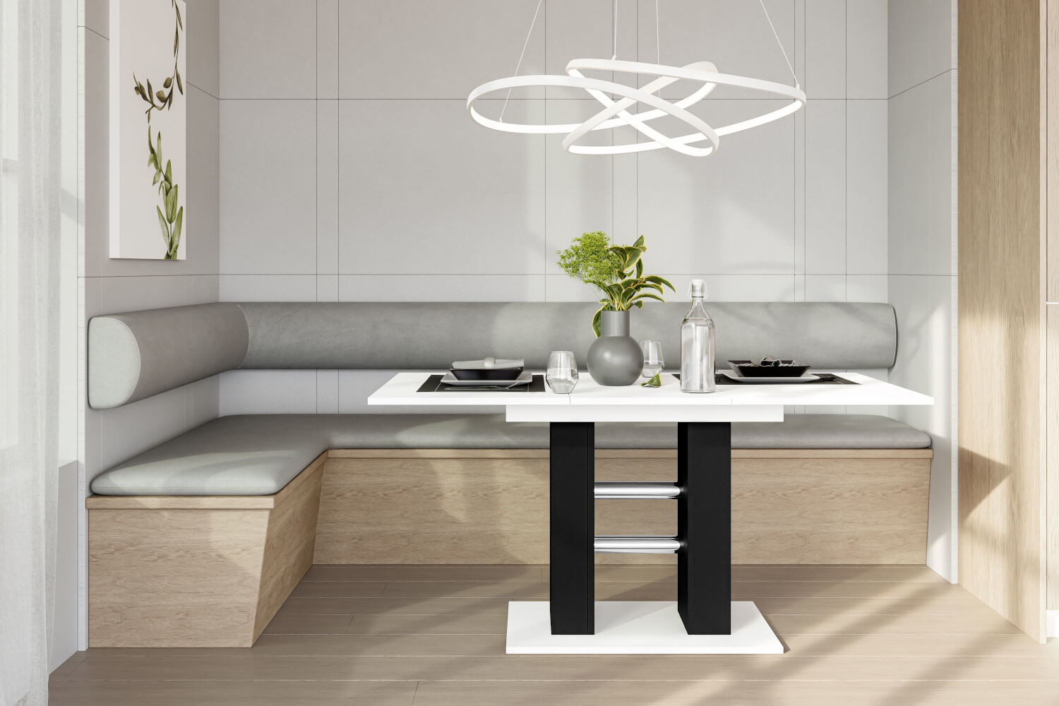 stół wildin min czarny/biały - rozłożony