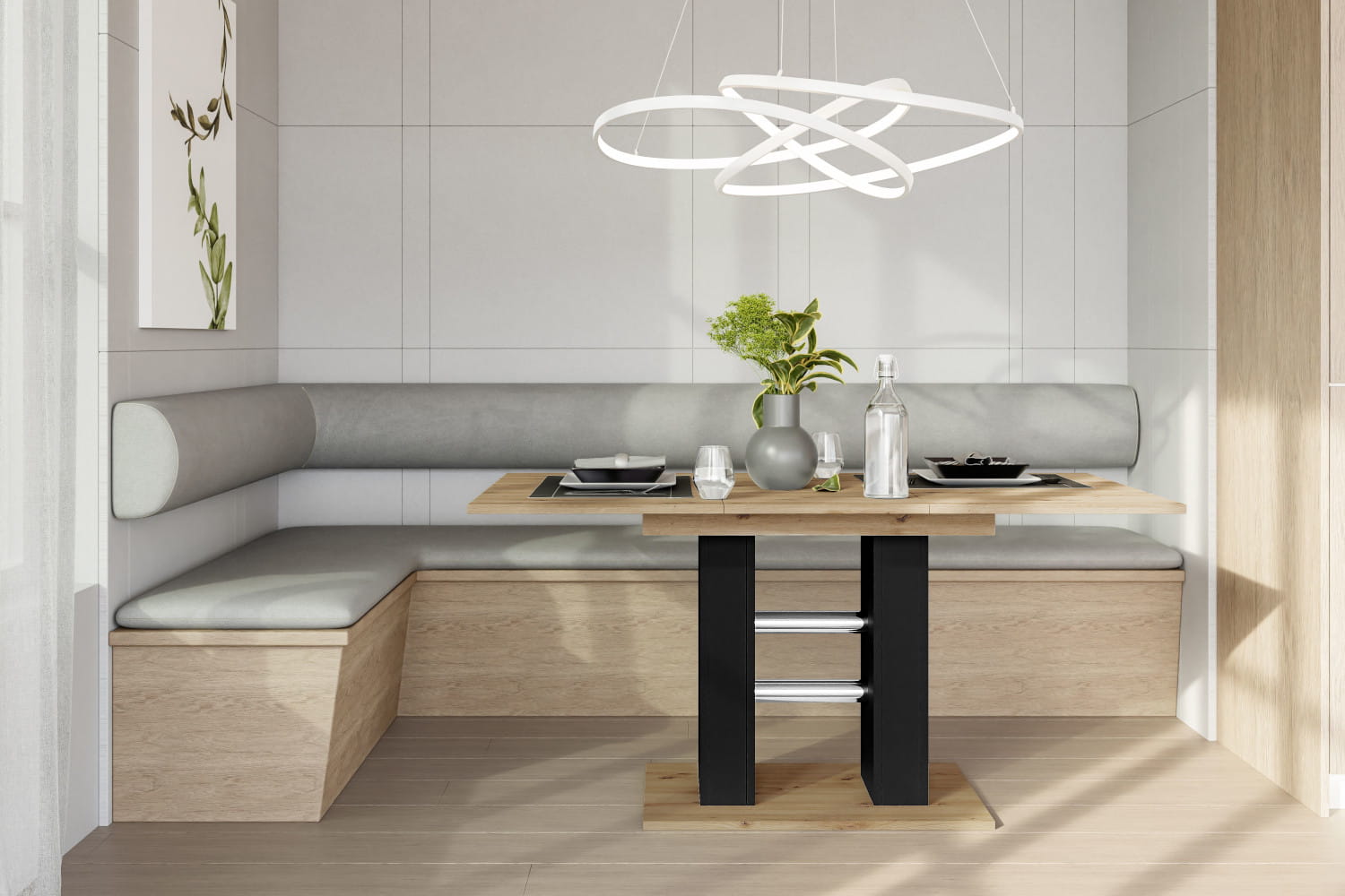 stół wildin mini dąb artisan/czarny rozłożony