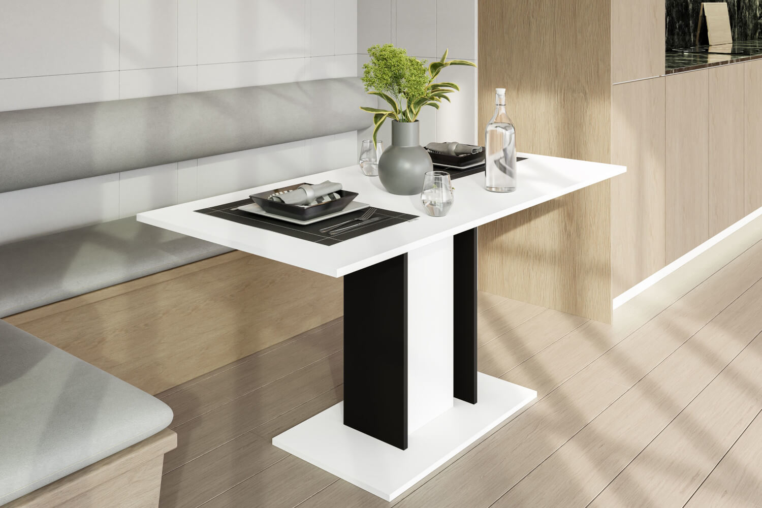 stół wodin biały/czarny złożony