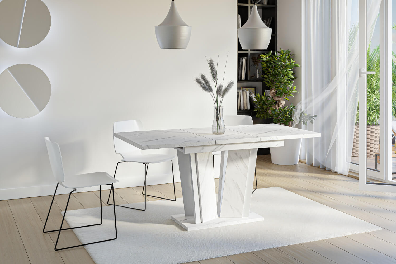 DORA II rozłożona marmur biały