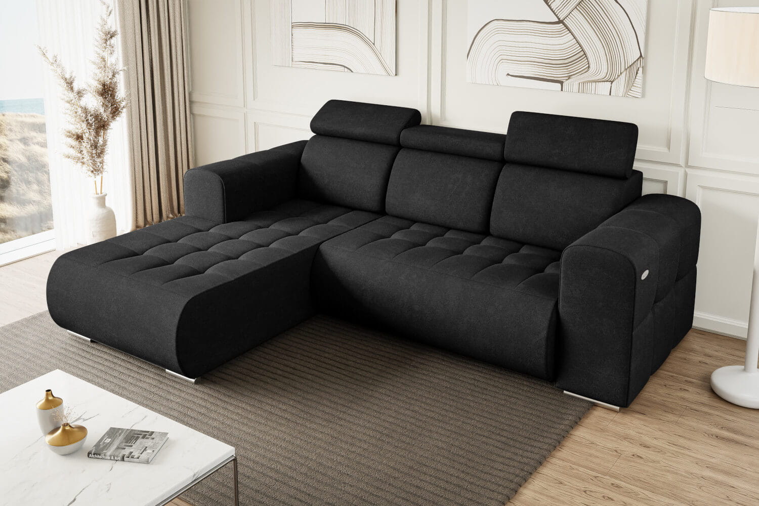 NAROŻNIK CZARNY MADELINE