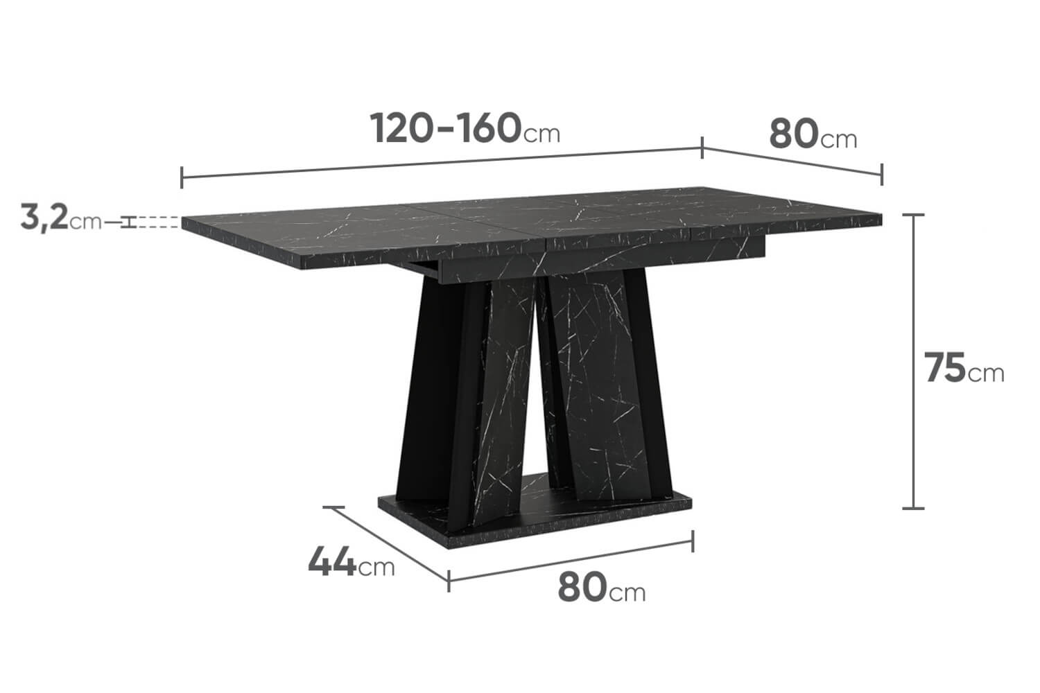 WYMIARY DORA I czarny marmur czarny