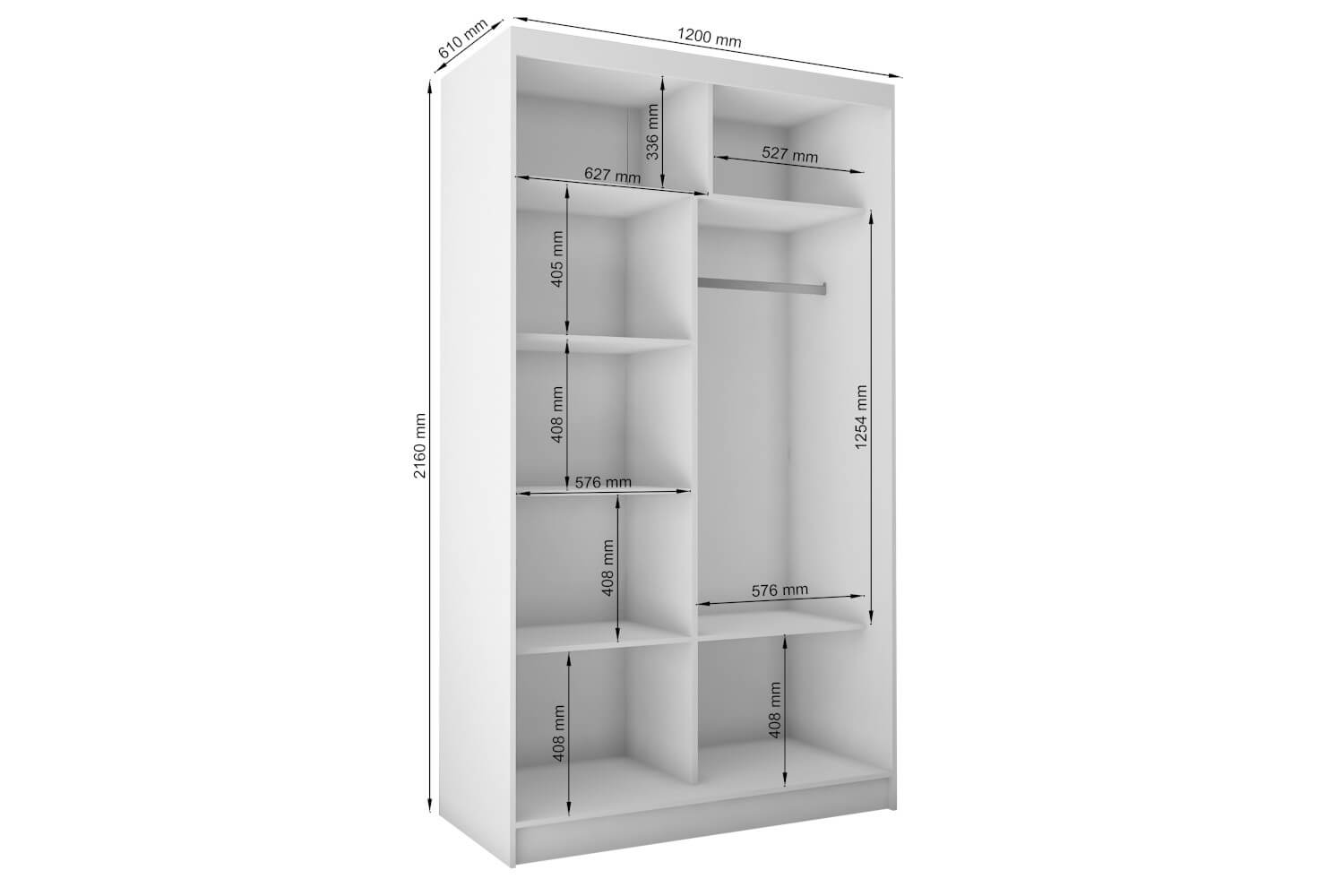 wymiary 120 cm bez szuflad