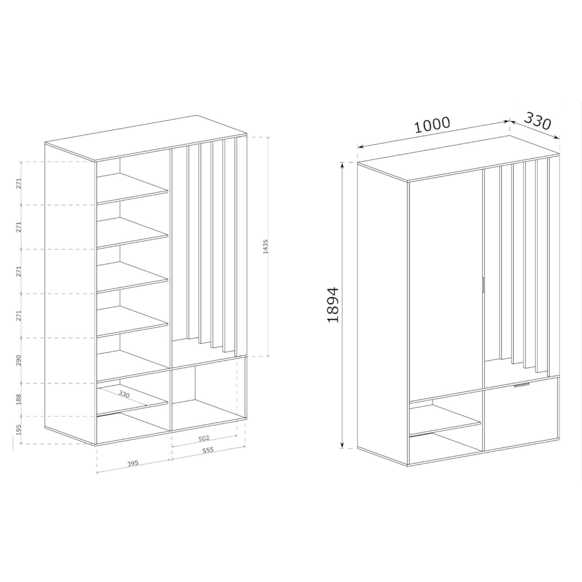 wymiary garderoby milo