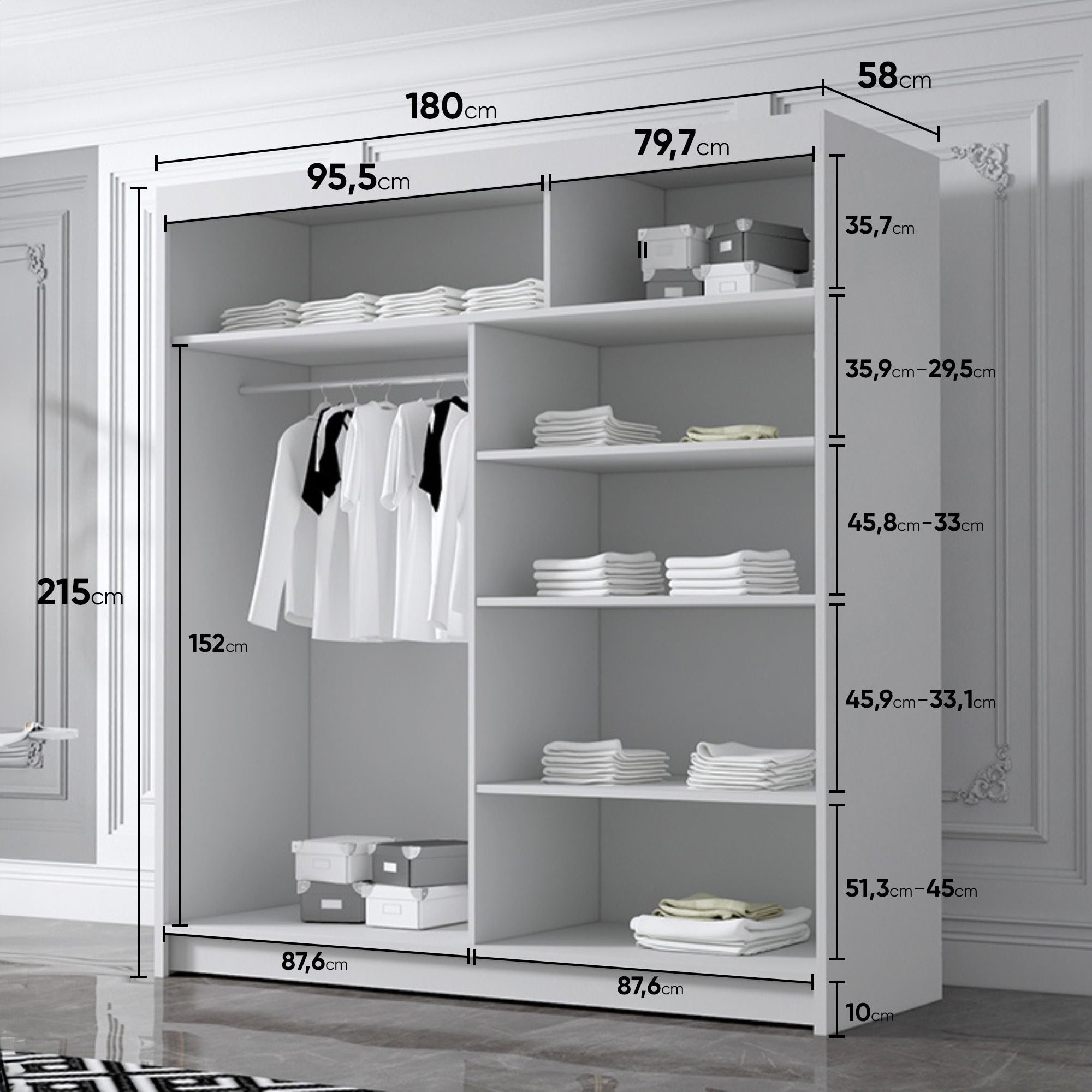 wymiary szafy 180 cm