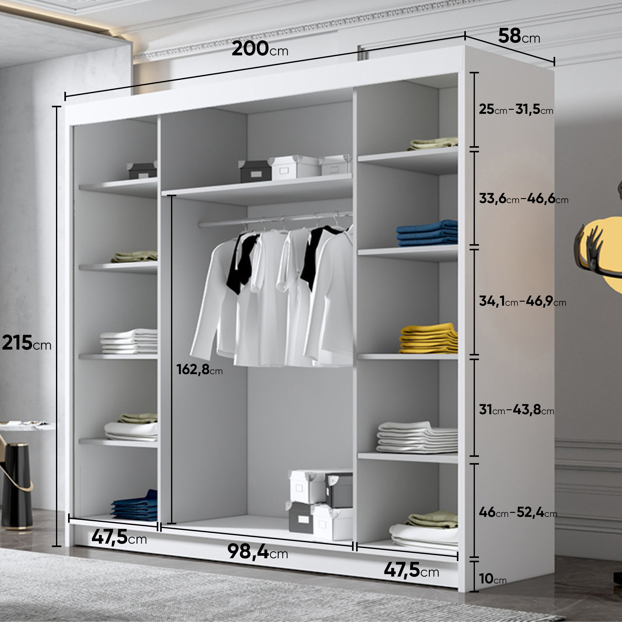 wymiary szafy 200 cm