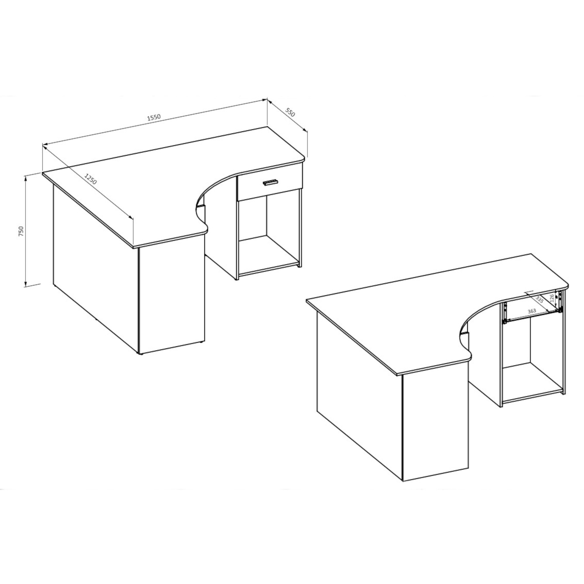 wymiary biurko corner