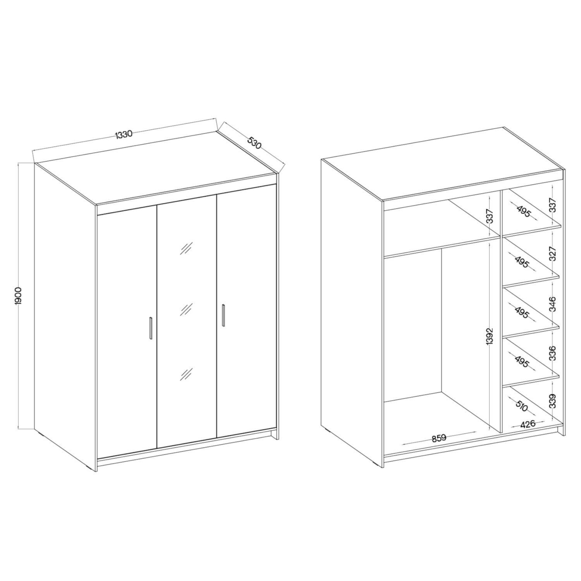 wymary szafy lena 3d lustro