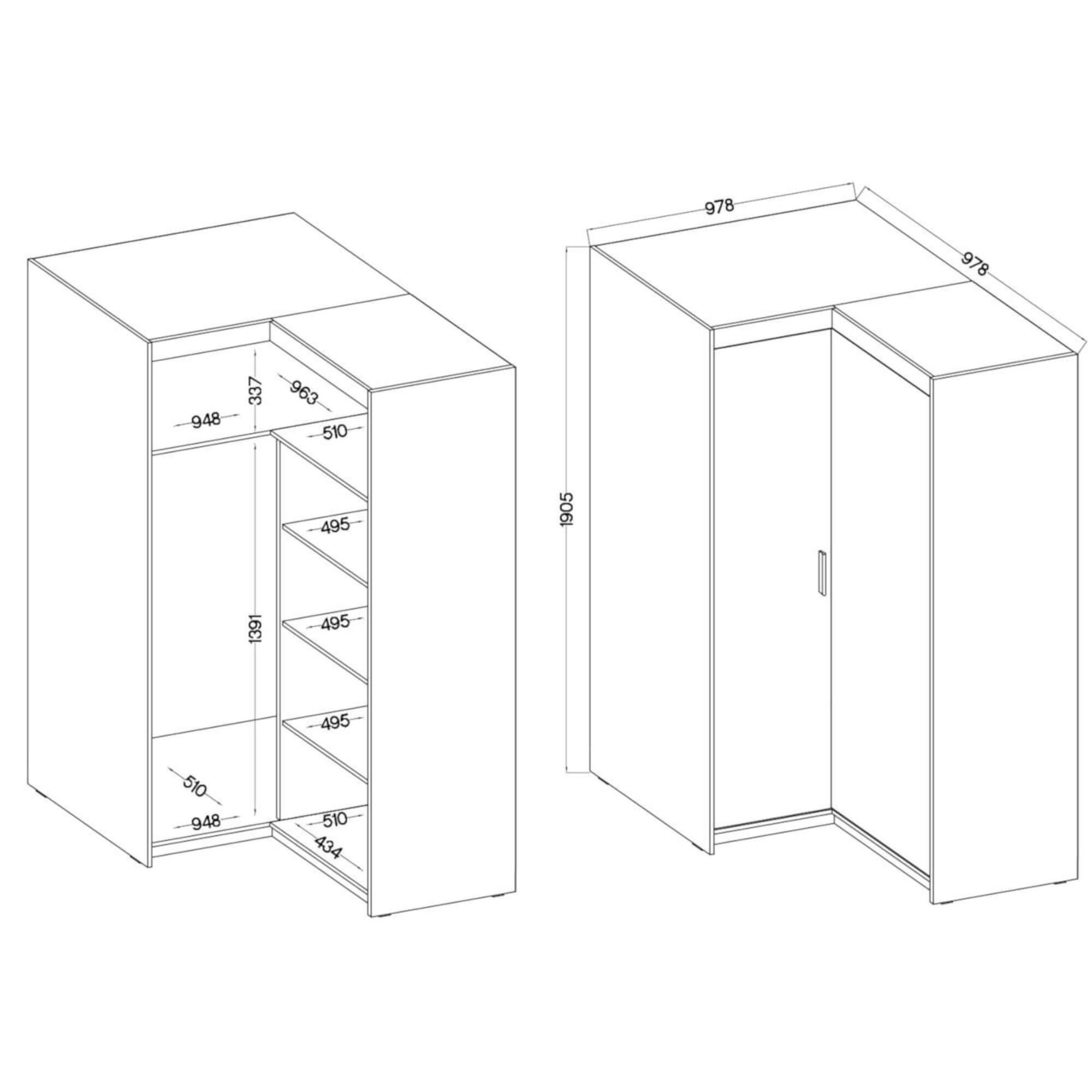 wymiary szafy narożnej lena