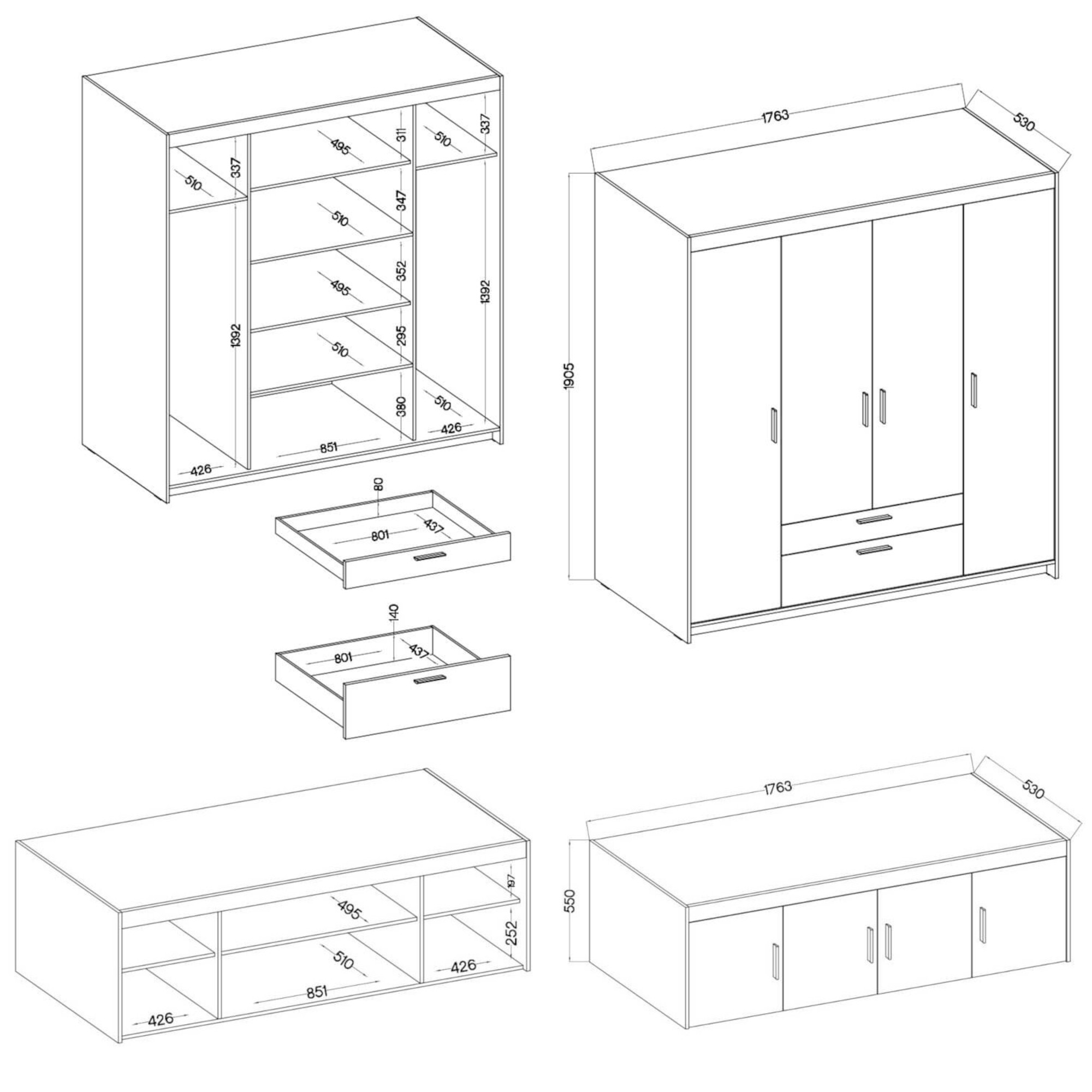 wymiary szafy lena 4 z nadstawką